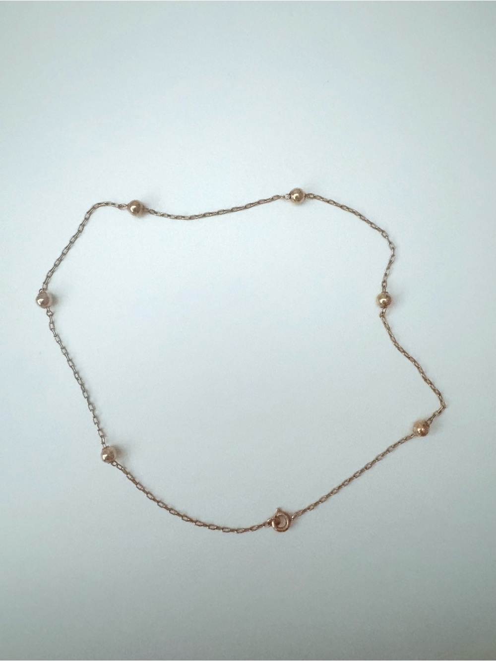 Delicate Gold Bead Station Necklace - Women Jewelry